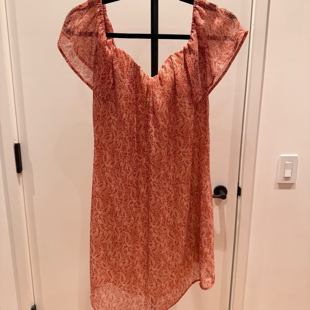 Sezane - Paisley Off-Shoulder with Flutter Sleeves Mini Dress - Size 34 (XS)